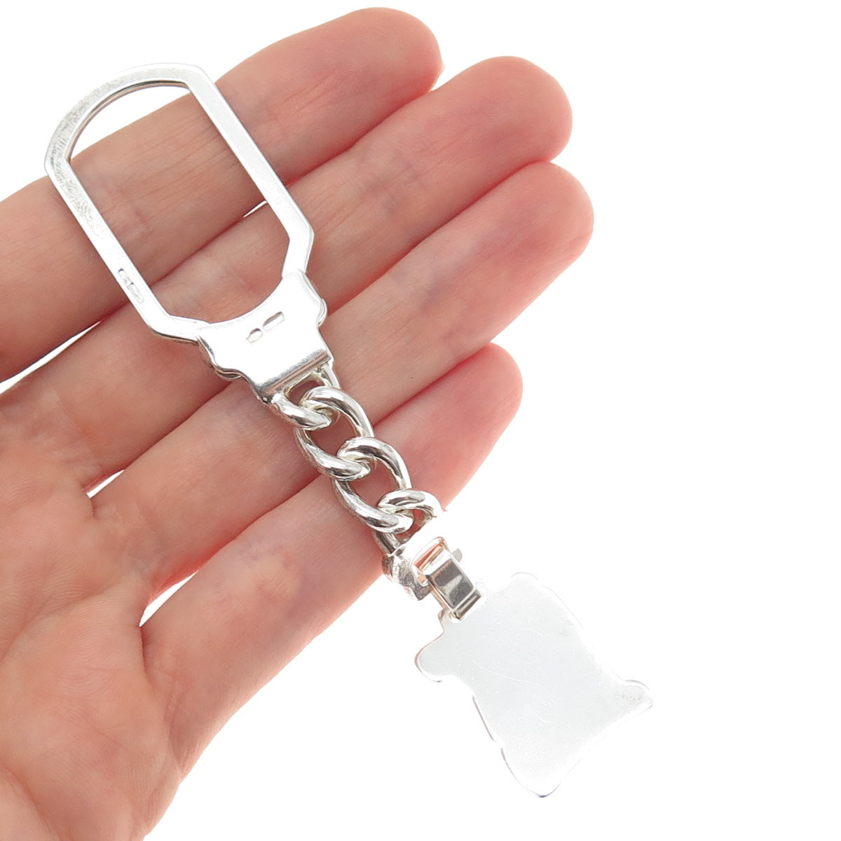 925 Sterling Silver Vintage Italy Key Diploma Fob Chain Ring Holder