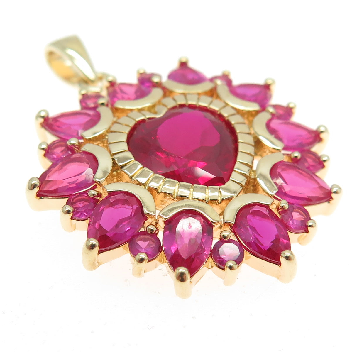 CHATEAU D'ARGENT Sterling Silver Lab-Created Ruby & Pink Sapphire Heart Pendant