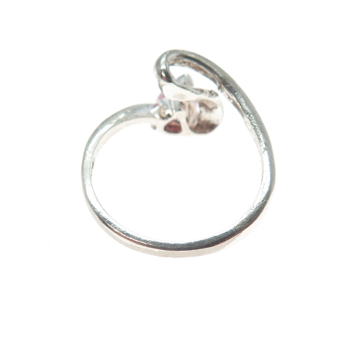 925 Sterling Silver Vintage Real Pear-Cut Pink Topaz Modernist Ring Size 6.75