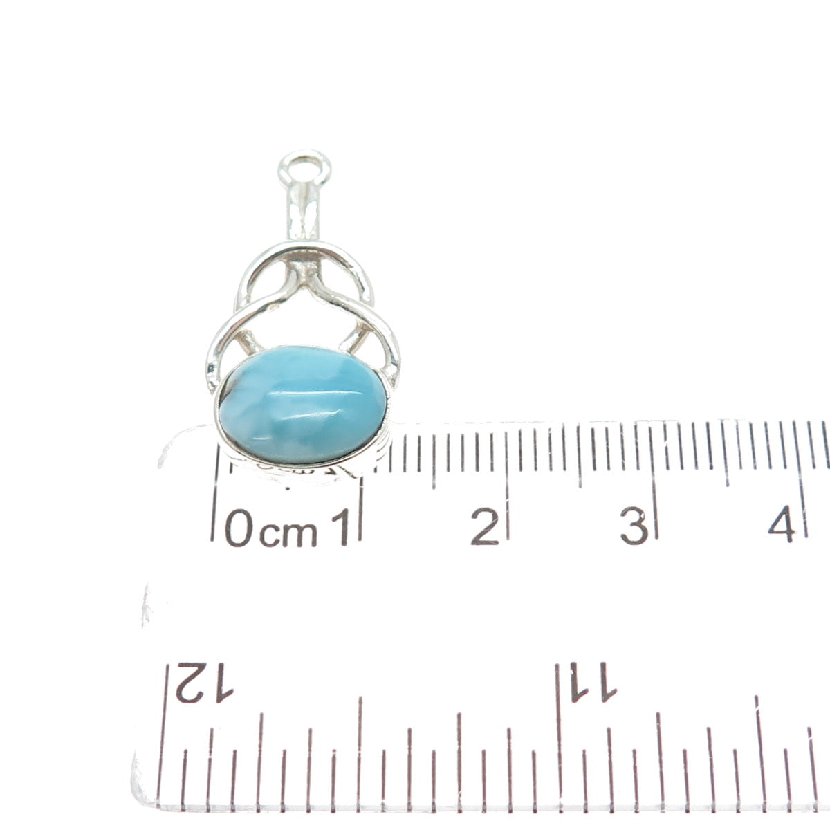 925 Sterling Silver Vintage Real Larimar Modernist Love Knot Pendant