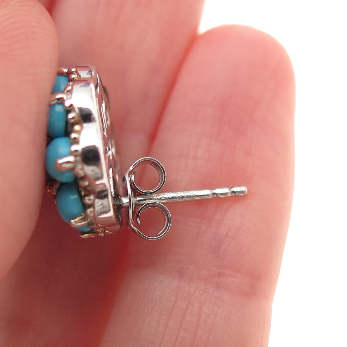 Chuck Clemency 925 Sterling Silver Real Sleeping Beauty Turquoise Stud Earrings