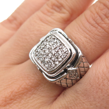 925 Sterling Silver Round-Cut C Z Oxidized Ring Size 8.25