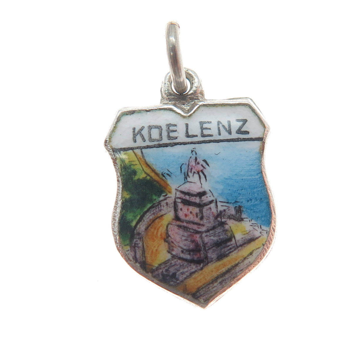 FRITZ REU & CO. 800 Silver Vintage Enamel Koblenz Minimalist Charm Pendant