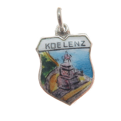 FRITZ REU & CO. 800 Silver Vintage Enamel Koblenz Minimalist Charm Pendant