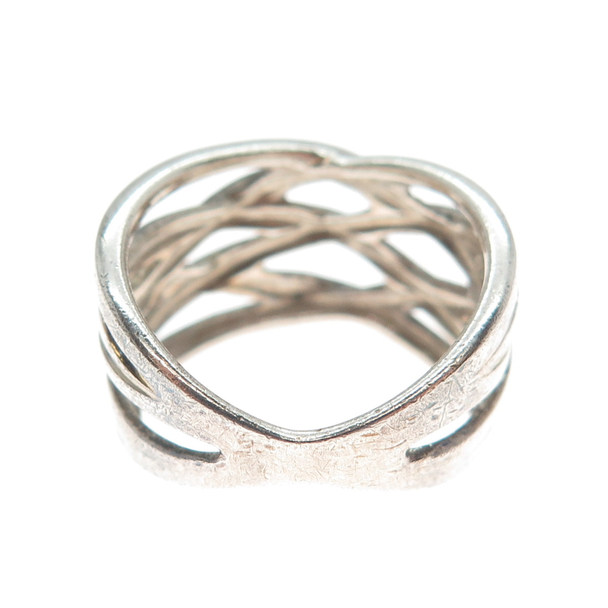 950 Silver Vintage Crisscross Ring Size 7.25