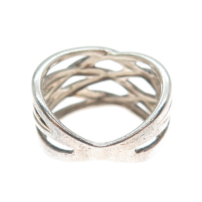950 Silver Vintage Crisscross Ring Size 7.25
