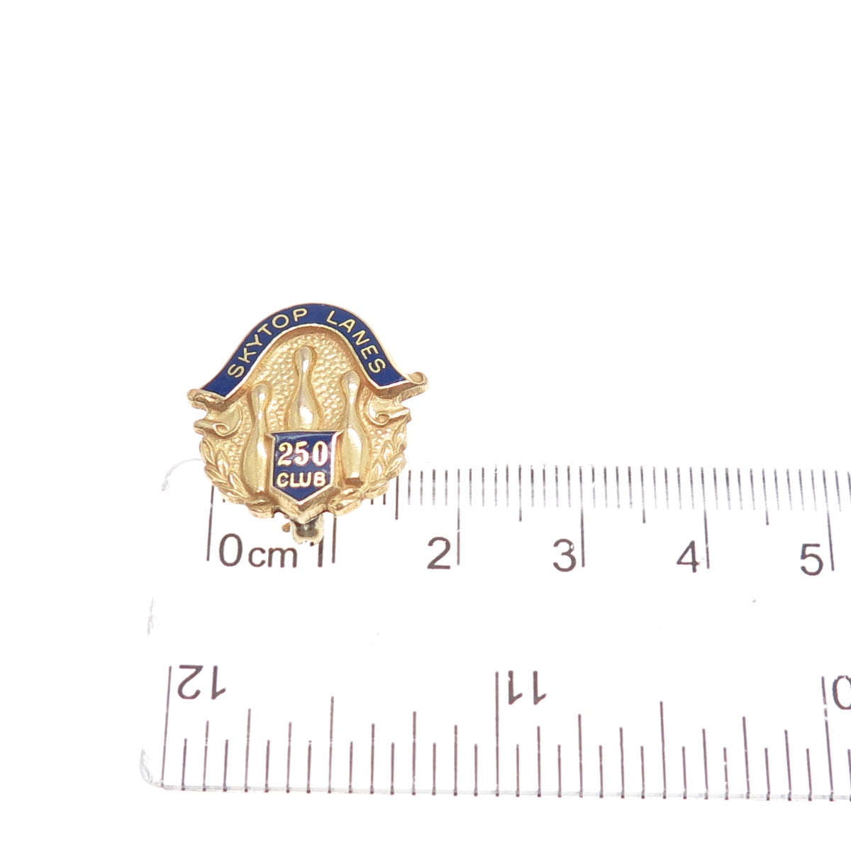 Gold Filled Vintage Enamel Skytop Lanes 250 Bowling Club Pin Brooch