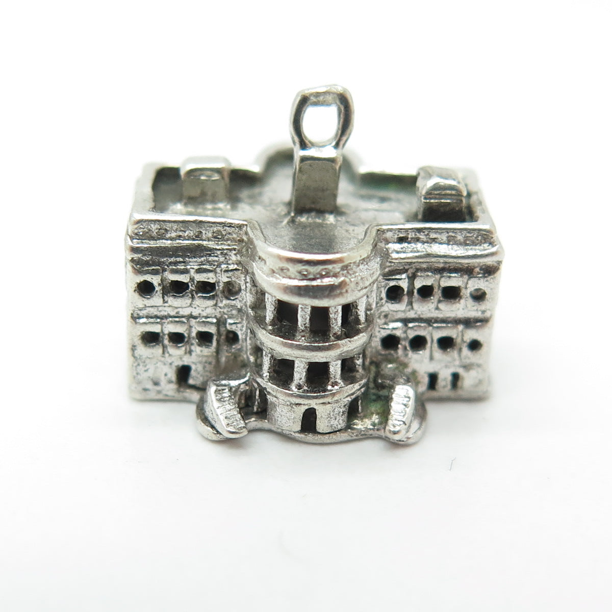 925 Sterling Silver Antique White House Washington DC Minimalist 3D Pendant