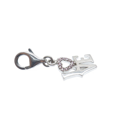 925 Sterling Silver Round-Cut C Z Love Lobster Lock Charm Pendant