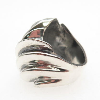 925 Sterling Silver Vintage Mexico Modernist Ribbed Oxidized Ring Size 6.25