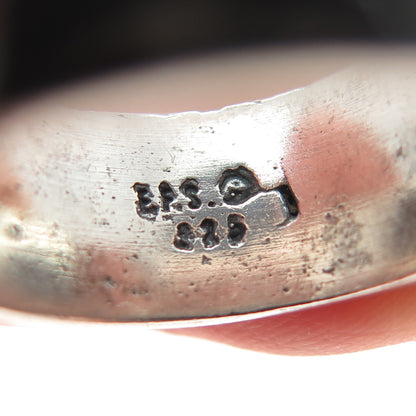 925 Sterling Silver Vintage EFS Mexico Children Oxidized Band Ring Size 8.25