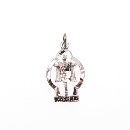 925 Sterling Silver Vintage Holy Orders Cross Mini Charm Pendant