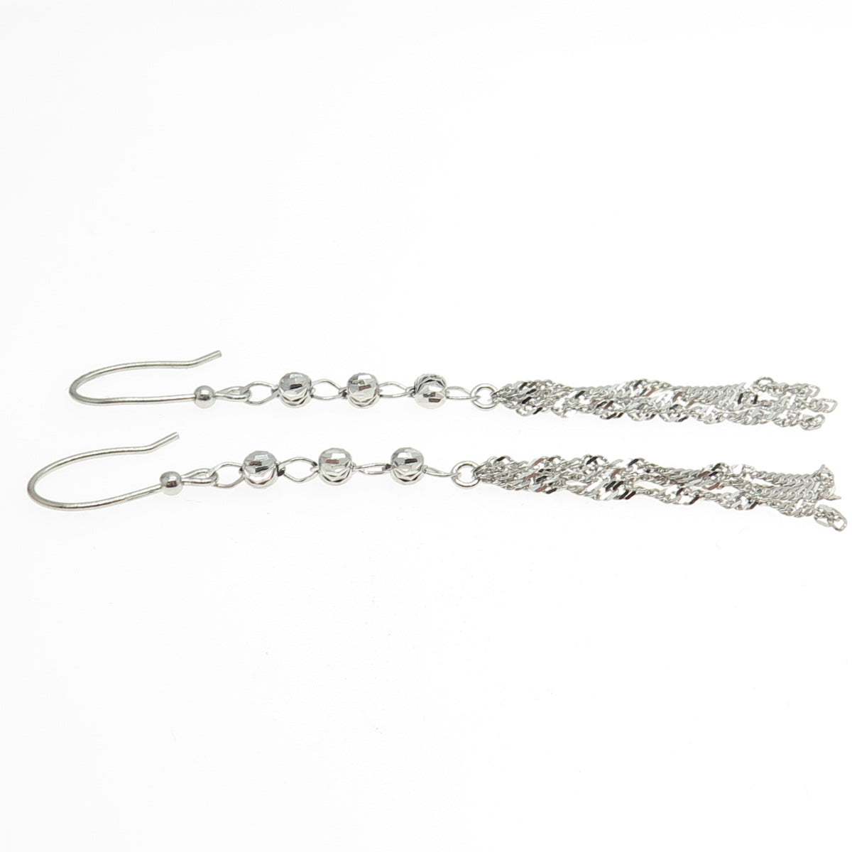 925 Sterling Silver Italy Ball Chain Dangling Hook Earrings