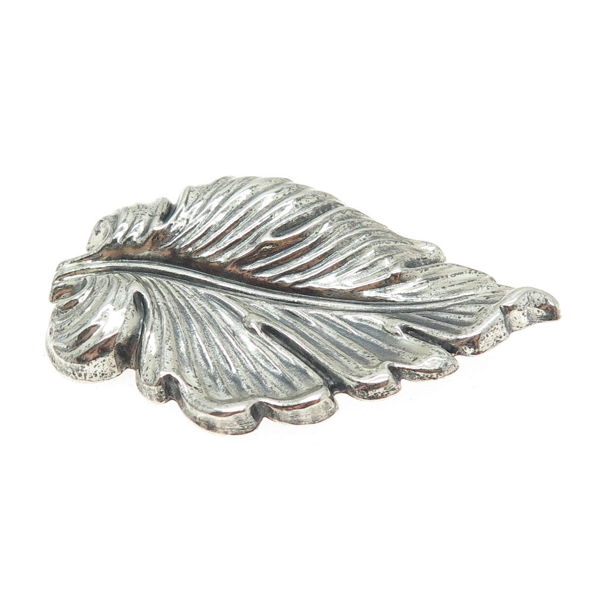 DANECRAFT 925 Sterling Silver Antique Art Deco Leaf Repousse Oxidized Pin Brooch
