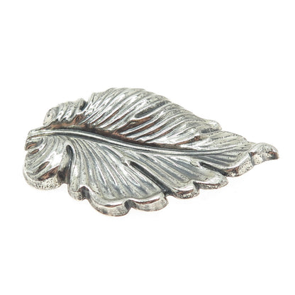 DANECRAFT 925 Sterling Silver Antique Art Deco Leaf Repousse Oxidized Pin Brooch