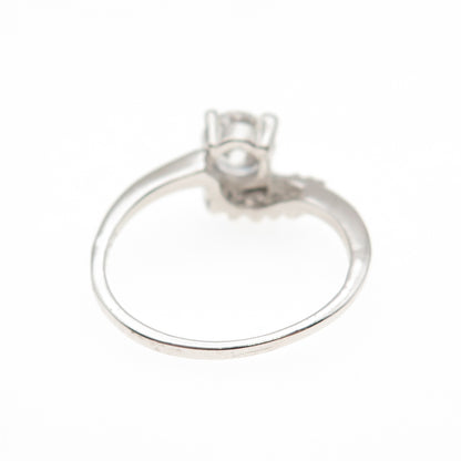 925 Sterling Silver Round-Cut C Z Bypass Engagement Ring Size 7.25