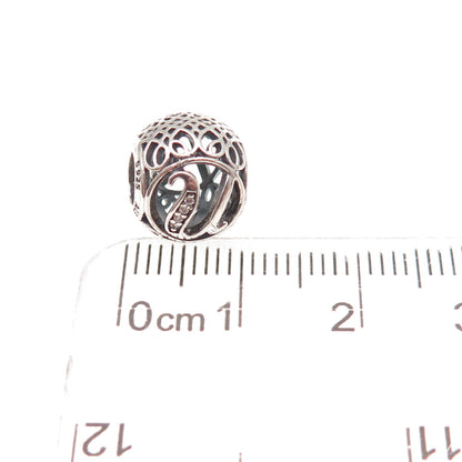Pandora 925 Sterling Silver C Z Letter U Initial Slide Bead Charm