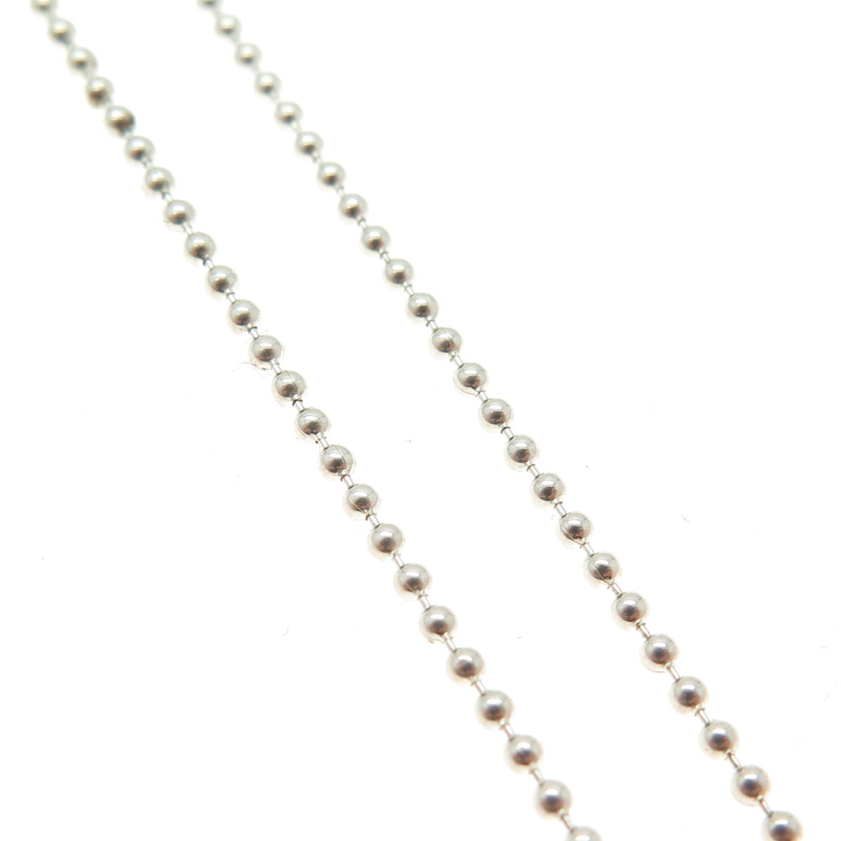 925 Sterling Silver Ball Beaded Chain Necklace 16"