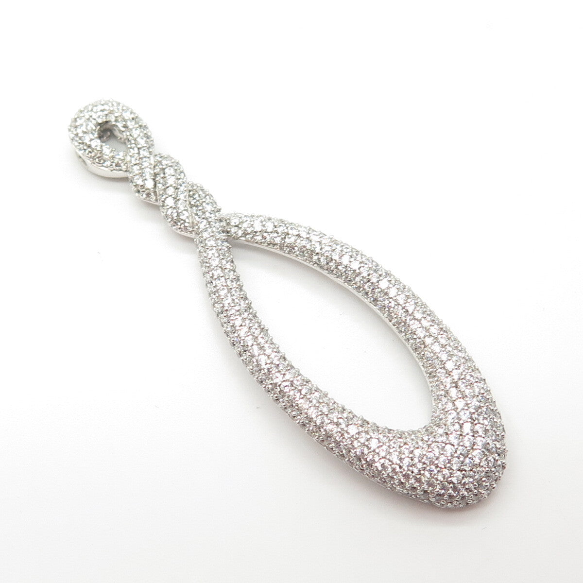 925 Sterling Silver C Z Twisted Hook Pendant