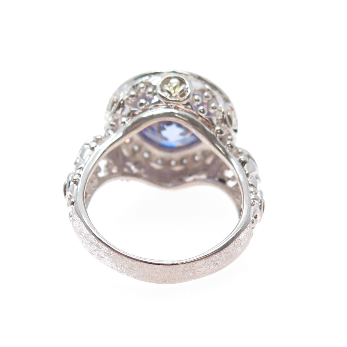 925 Sterling Silver Round-Cut Lavender & White C Z Ring Size 7.75