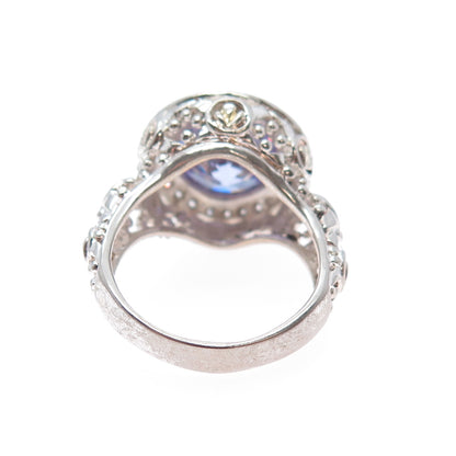 925 Sterling Silver Round-Cut Lavender & White C Z Ring Size 7.75