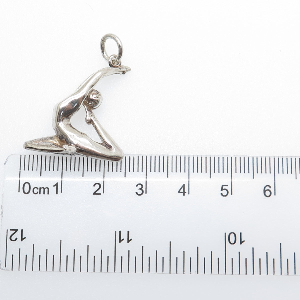 925 Sterling Silver Vintage Gymnastics Athlete 3D Charm Pendant