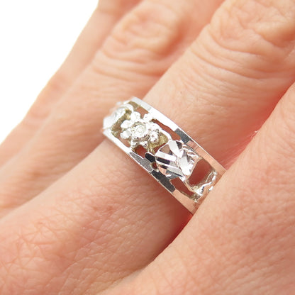 CHAPAL ZENRAY 925 Sterling Silver Vintage Flower Band Ring Size 8.25