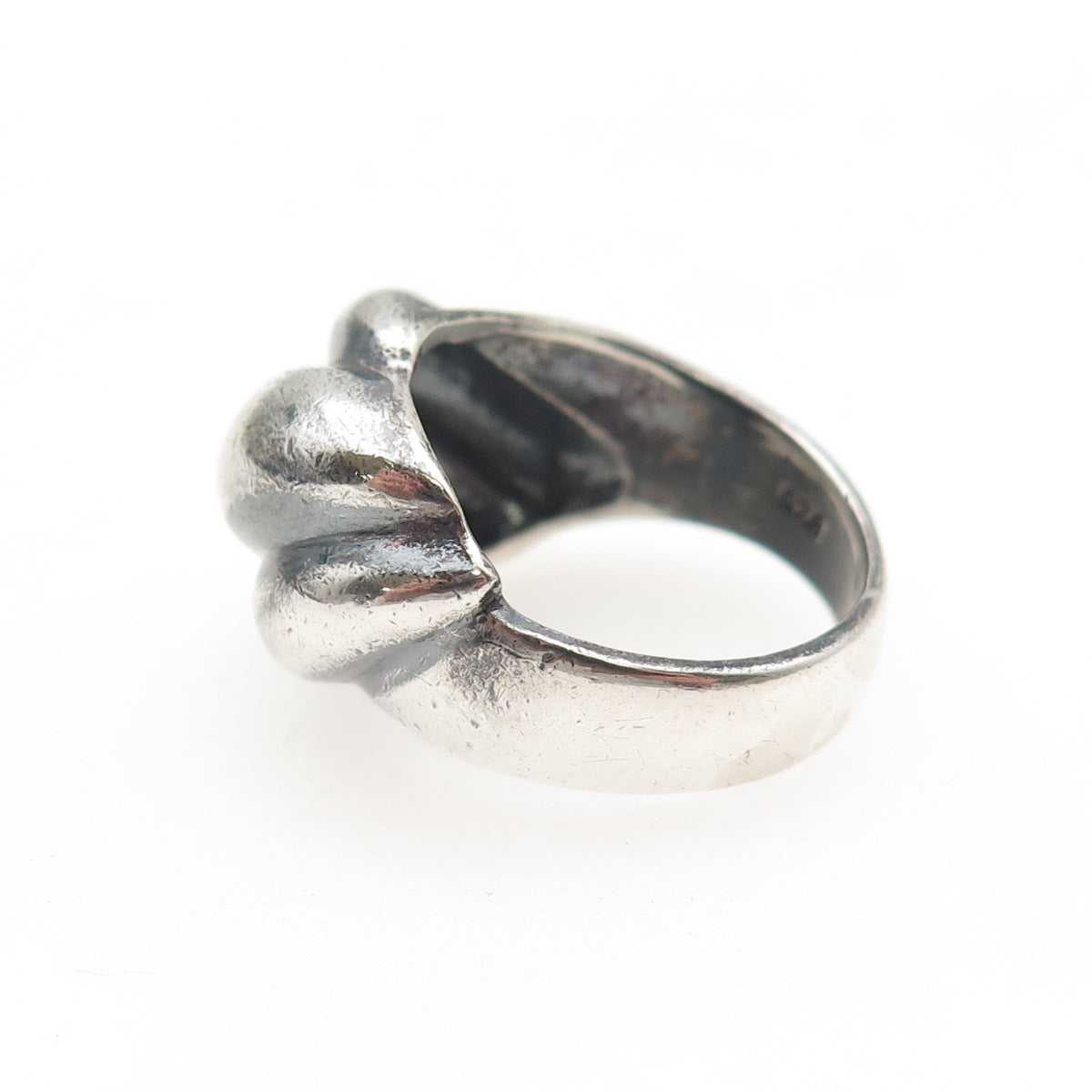 925 Sterling Silver Vintage Modernist Dome Oxidized Ring Size 6.75