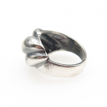 925 Sterling Silver Vintage Modernist Dome Oxidized Ring Size 6.75