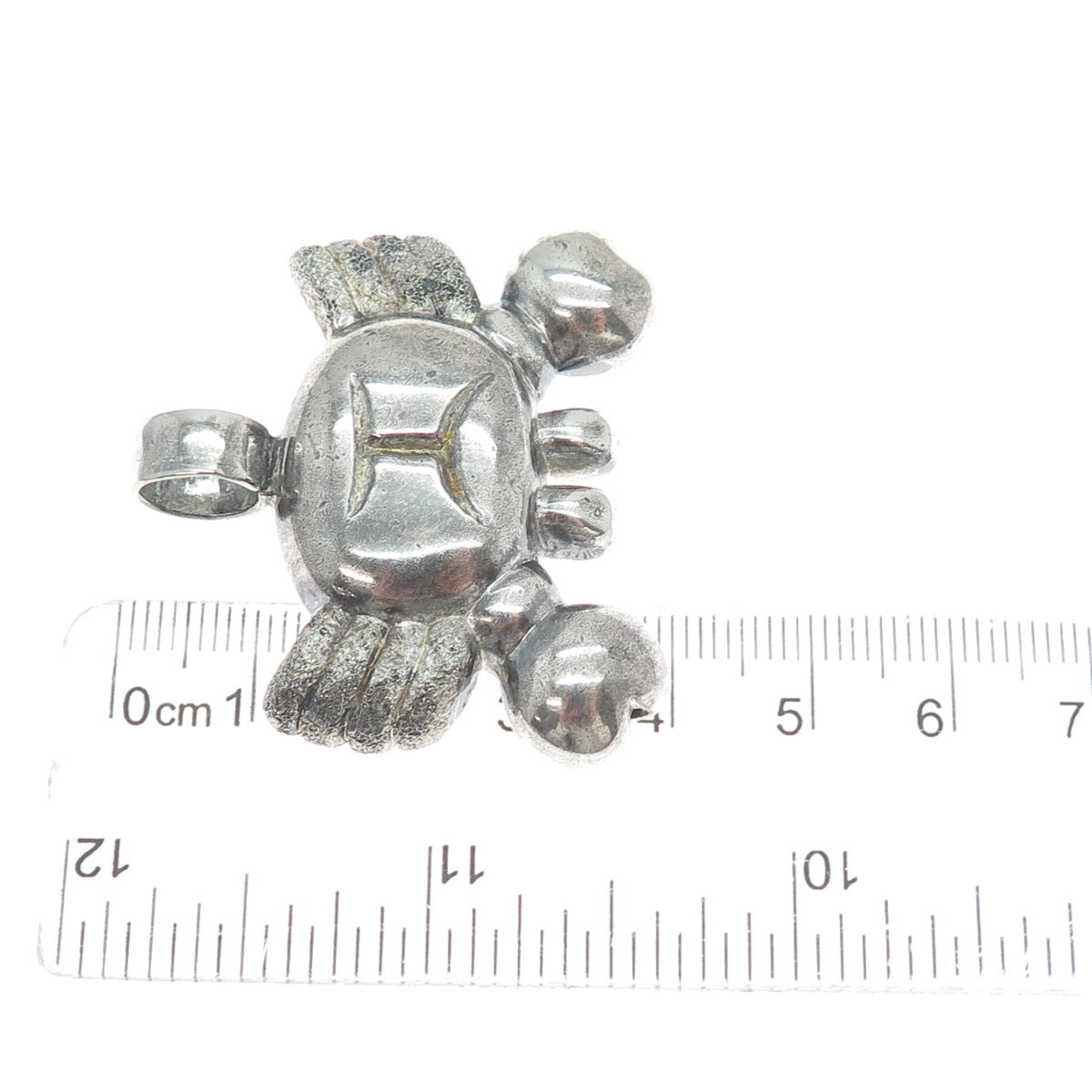925 Sterling Silver Vintage Cancer Zodiac Sign Oxidized Charm Pendant