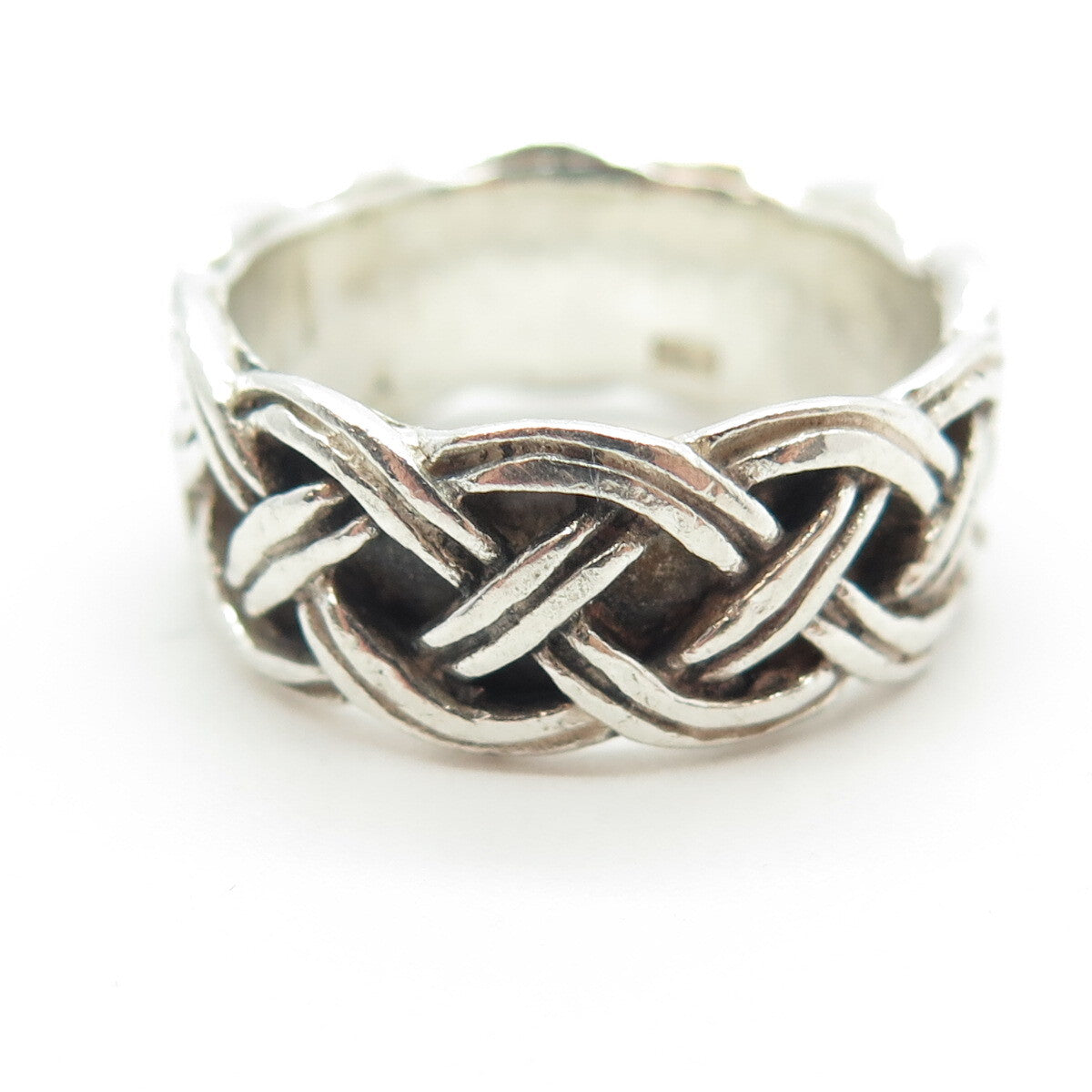 925 Sterling Silver Vintage Woven Band Ring Size 10.5