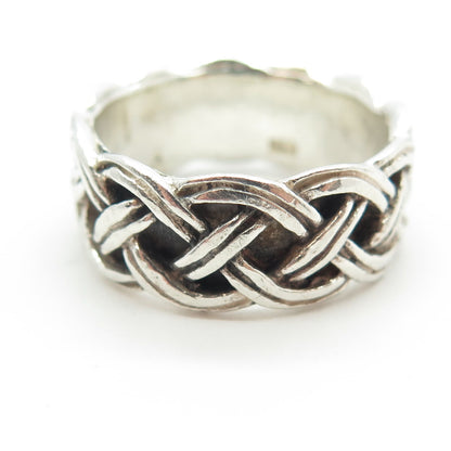 925 Sterling Silver Vintage Woven Band Ring Size 10.5