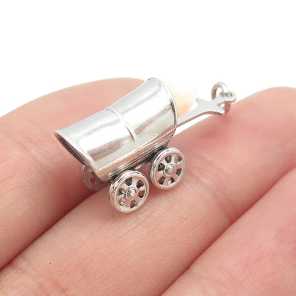 J.M. FISHER 925 Sterling Silver Antique Art Deco Wagon Minimalist Charm Pendant