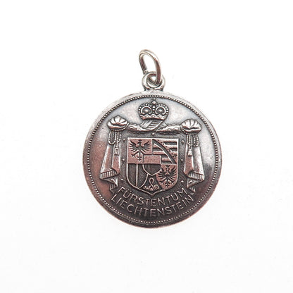 900 Silver Vintage Principality of Liechtenstein Vaduz Castle Charm Pendant