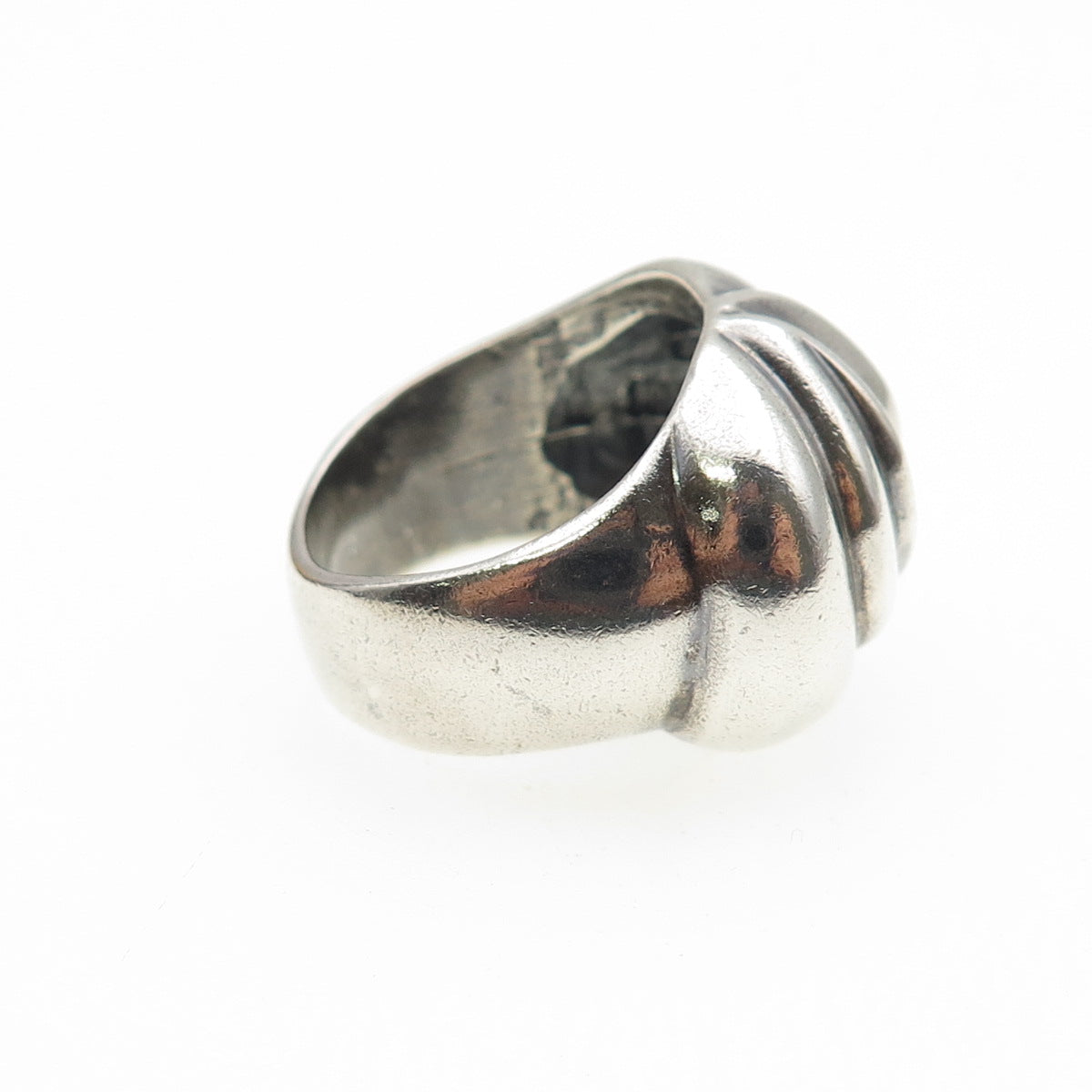 925 Sterling Silver Vintage Mexico Modernist Dome Oxidized Ring Size 7.25