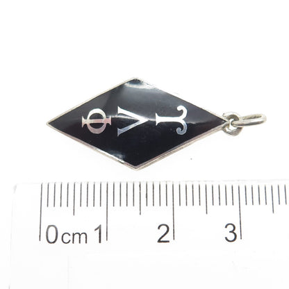 OSCAR CAPLAN 925 Sterling Silver Antique Enamel Upsilon Alpha Phi Pendant