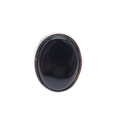 KEN CRAFTS 925 Sterling Silver Vintage Real Black Onyx Oxidized Ring Size 7