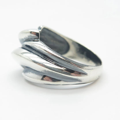 925 Sterling Silver Vintage Ribbed Ring Size 6.75