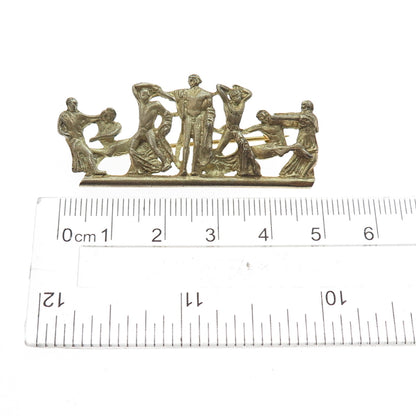 800 Silver Gold Plated Antique European Battle Scene Pin Brooch