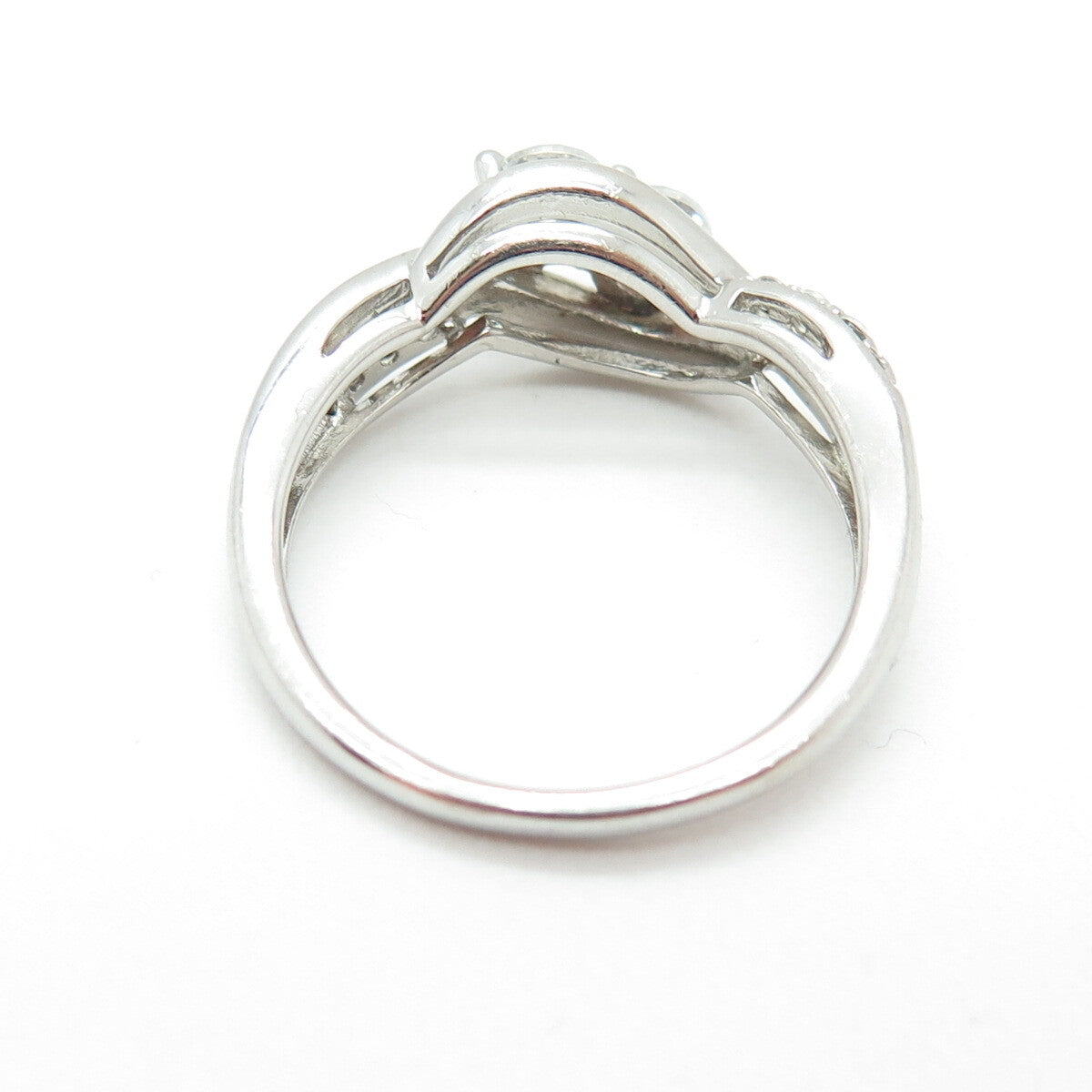 SAI 925 Sterling Silver Round-Cut C Z Engagement Ring Size 7