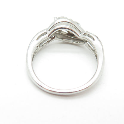 SAI 925 Sterling Silver Round-Cut C Z Engagement Ring Size 7