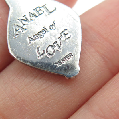 925 Sterling Silver Vintage Anael Angel of Love Lobster Lock Charm Pendant