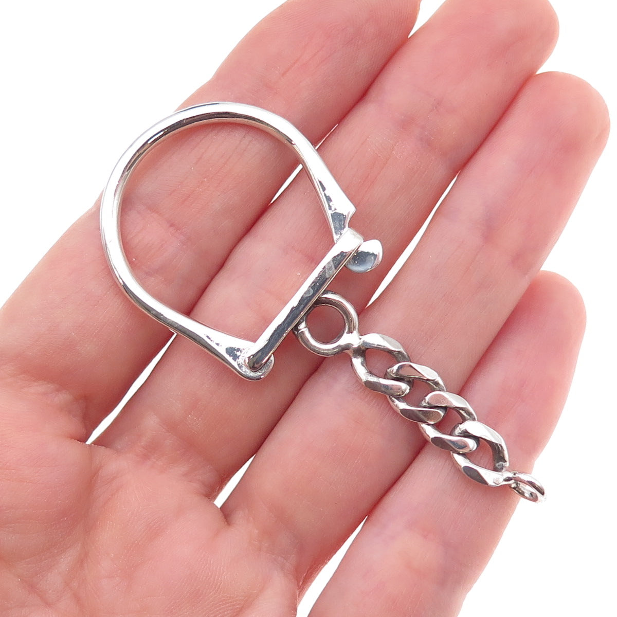 925 Sterling Silver Vintage Key Chain Ring Holder