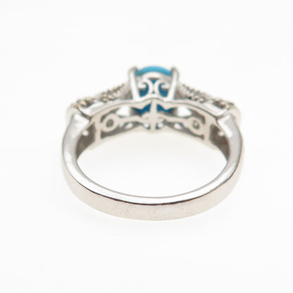 Chuck Clemency 925 Sterling Silver Real Turquoise Tanzanite & Topaz Ring Size 8