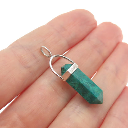 925 Sterling Silver Vintage Real Azurite Amulet Charm Pendant