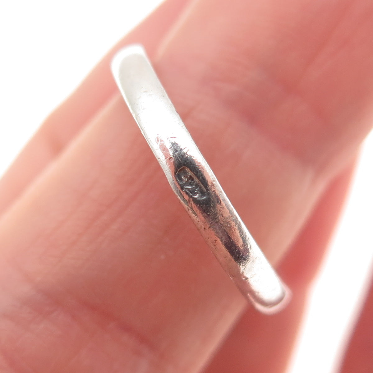 925 Sterling Silver Vintage Real Amber Modernist Crescent Ring Size 7