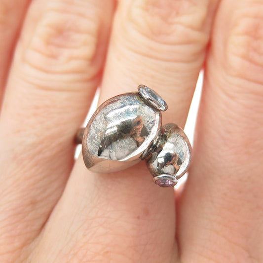 TSIKOLIA 925 Sterling Silver Blue & Purple C Z Vase Oxidized Ring Size 6.5