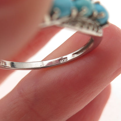 Chuck Clemency 925 Sterling Silver Real Turquoise & Peridot Wavy Ring Size 9