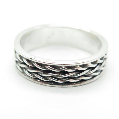 925 Sterling Silver Vintage Wheat Link Oxidized Band Ring Size 6.75