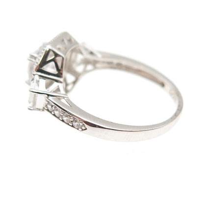 925 Sterling Silver Multi-Cut C Z Engagement Ring Size 8.25